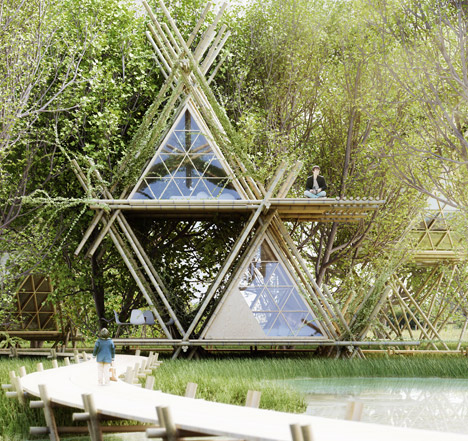 Hotel em bambu modular