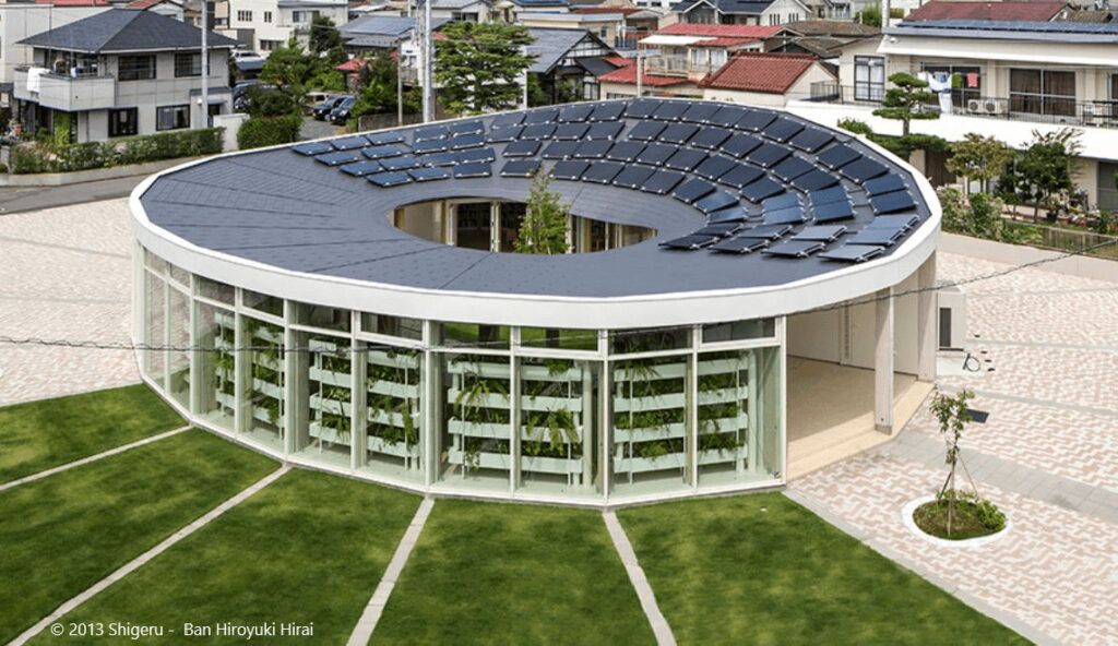 projeto sustentável Shigeru Ban kodomo art maison community center