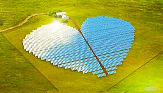energia solar em forma de coração