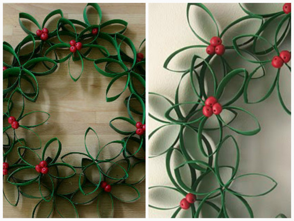 Guirlanda com rolo de papel - Decoração natalina Sustentável