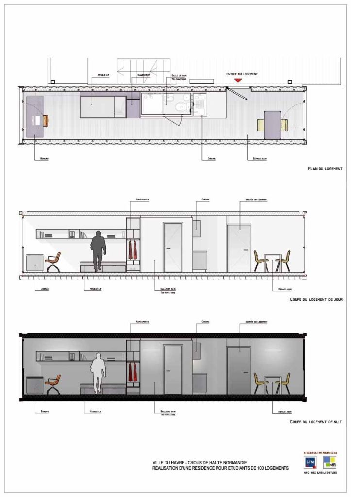 Construção em container para estudantes