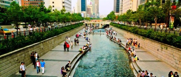 Restauração sustentável de rio em Seul