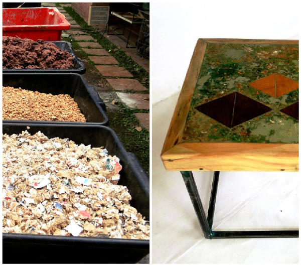 Sacos de cimentos descartados transformados em mobiliário ecológico