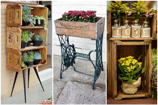 Jardim com caixotes de feira
