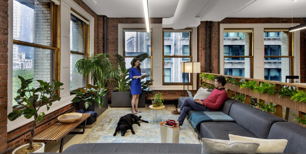 Sala de estar IWBI (New International WELL Building Institute) HQ alcança Platina por construção saudável - estúdio COOKFOX