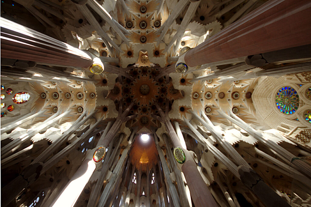 interior da sagrada familia biofilia