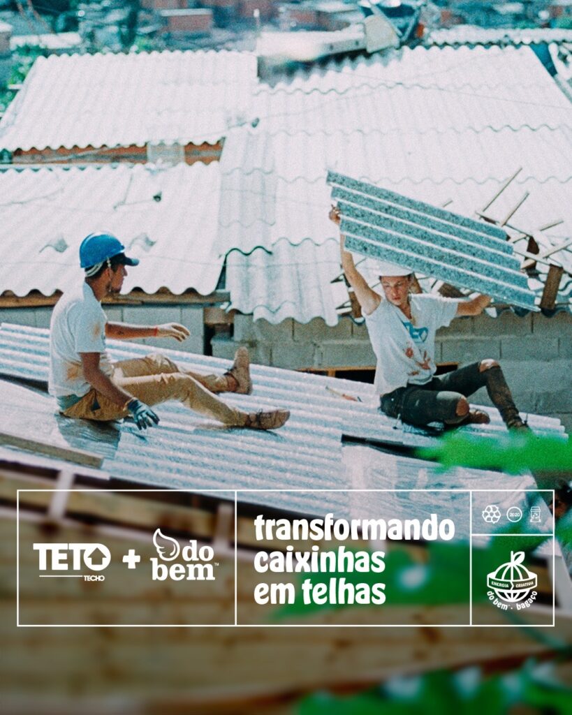 Embalagens de suco se transformam em telhas recicladas