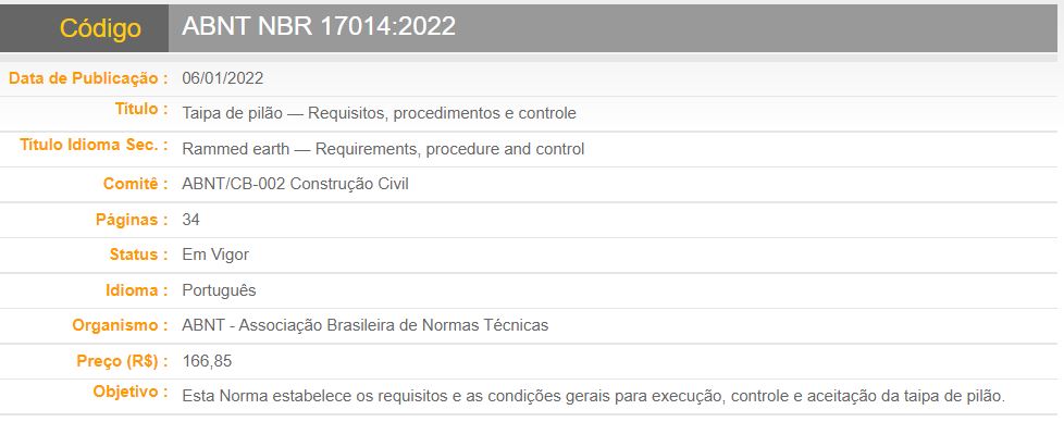 norma técnica da taipa de pilão