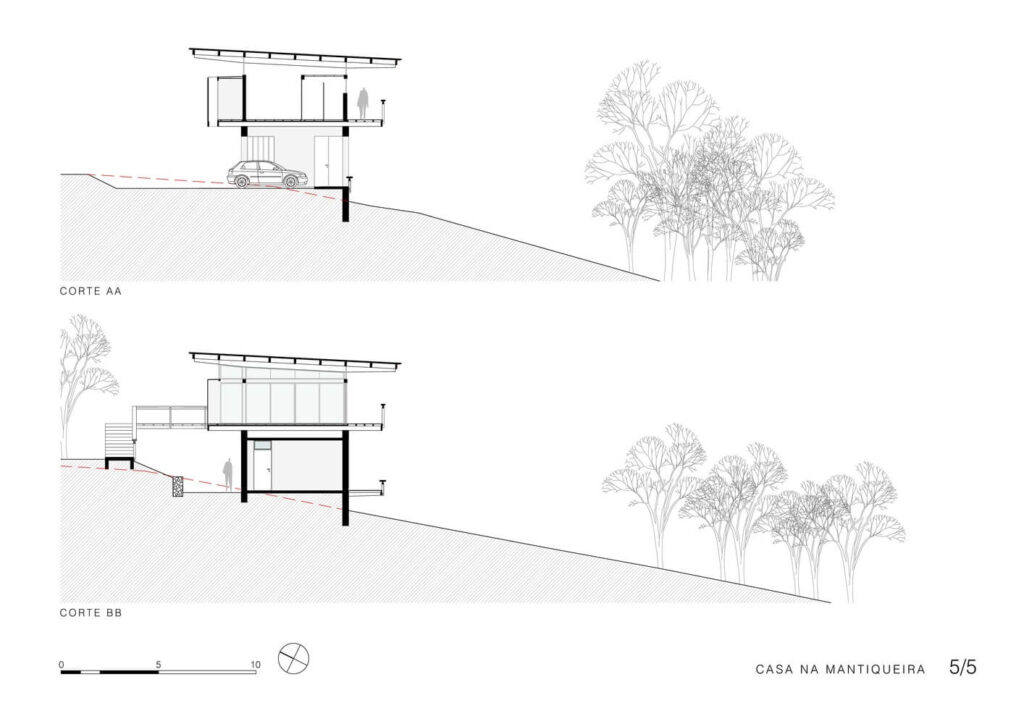 corte residência mantiqueira Gui Paoliello Arquiteto