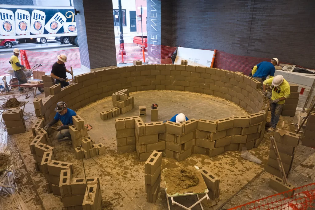 Instalação tradicional de tijolos