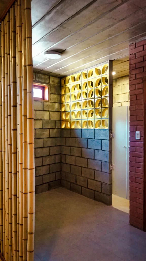 divisórias de bambu e cobogó